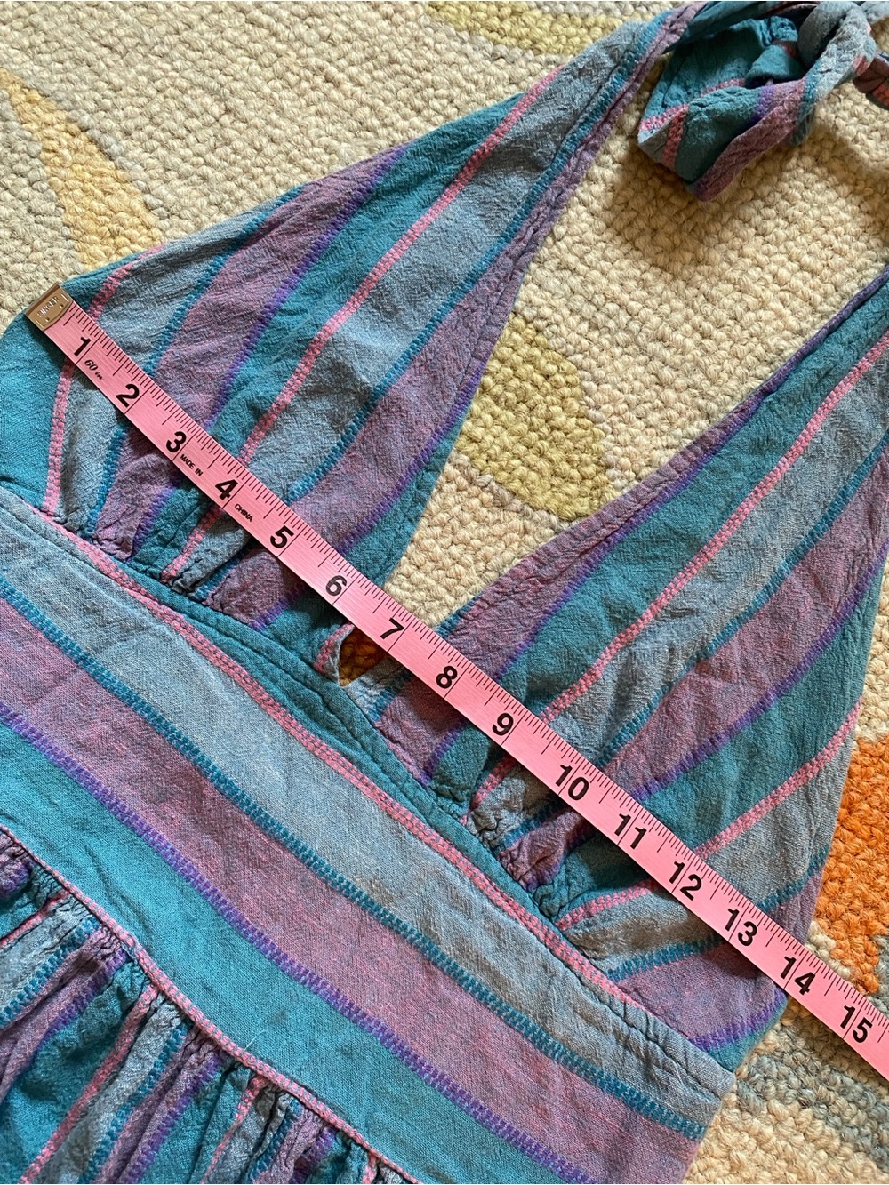 UO Betsey Linen Halter Midi Dress - Blue Motif - Picture 8 of 16